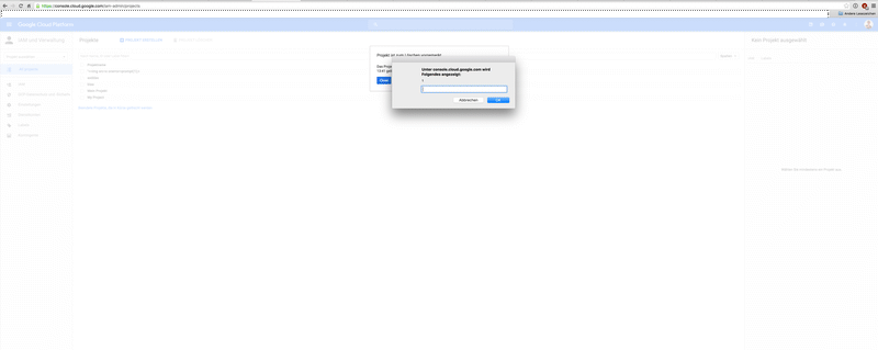 JavaScript alert(1) dialog firing in the Google Cloud Console while deleting a project whose name contained an img onerror payload