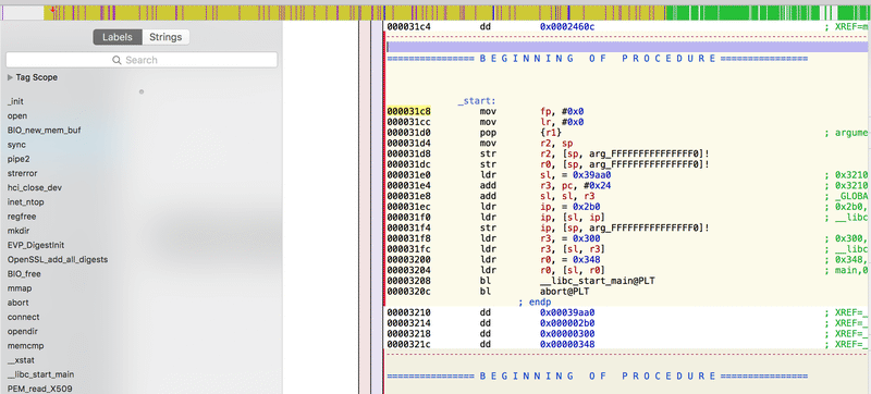 Output of the strings command against miura-factory-test, revealing an embedded WLAN configuration